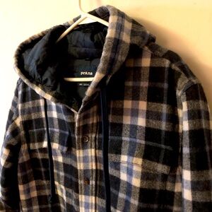 Men’s Prana Plaid Shirt Jacket Coat Size Large